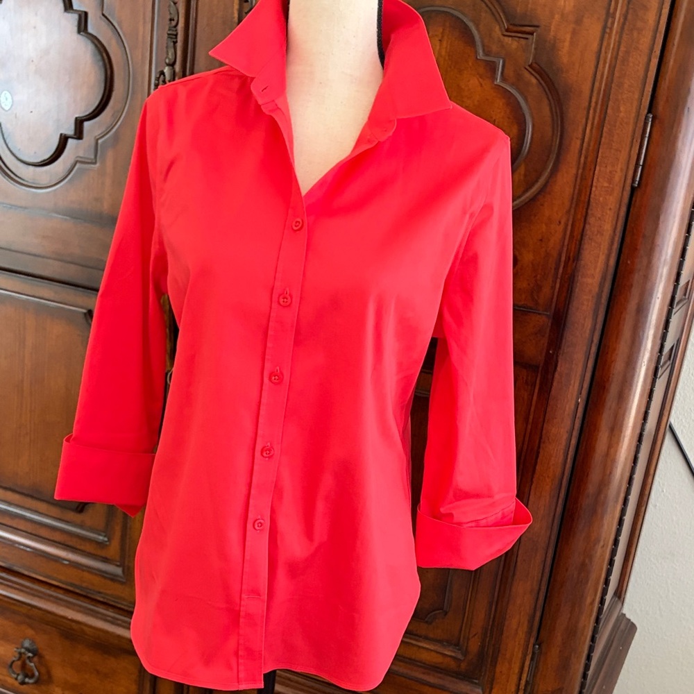 Classic Red Women's Button-Up Shirt